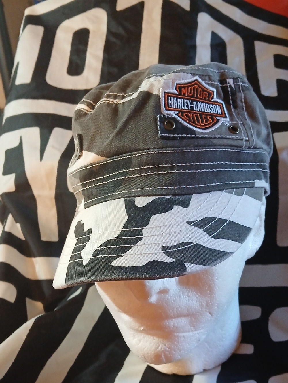 Harley-Davidson Blackish(gray) and White Camo Men's Hat